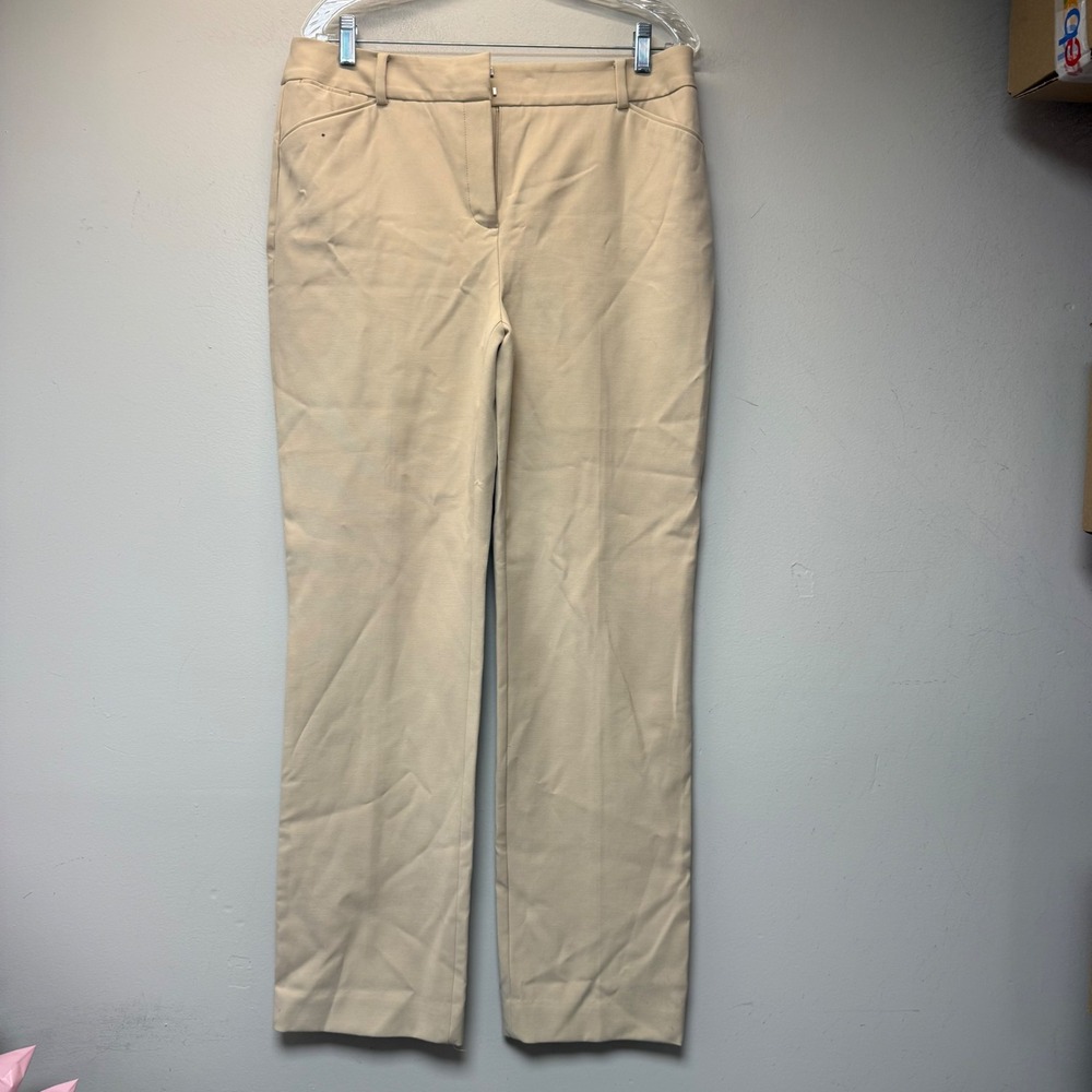 Chico's Trousers Women 10R Tan Excellent Straight Leg Stretch Career Pants